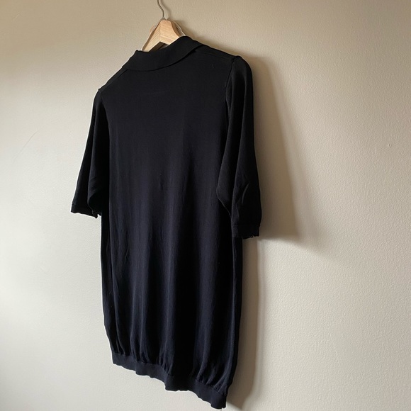 Black Jersey Collar V Neck T-shirt - Picture 4 of 10